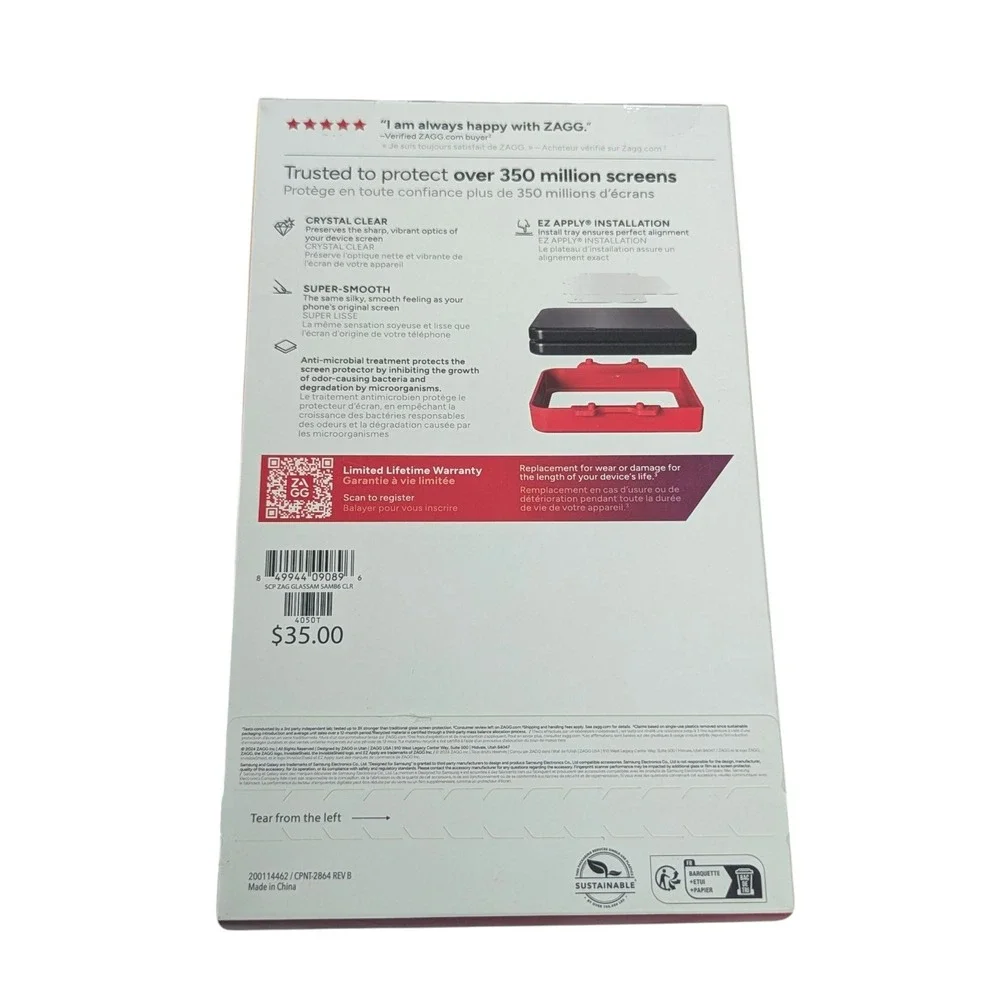 Mm5N ZAGG Invisible Shield Glass Screen Protector for Samsung Galaxy Z‎ Flip6